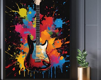Art print Abstract Color Guitar boom