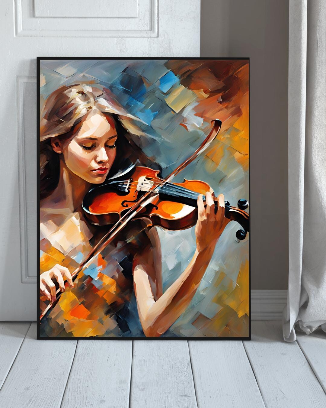Art Print Abstract Beautiful Girl Play Violin Color Music Masters - Etsy