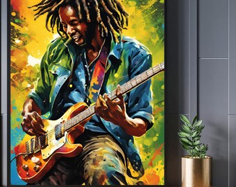 Art print Abstract ragga  guitar amigo