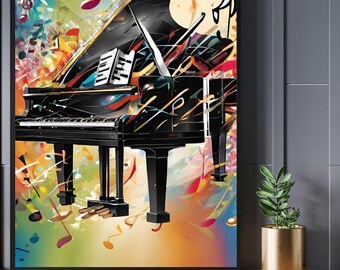 Art print Abstract beautiful Piano Docci Color music masters
