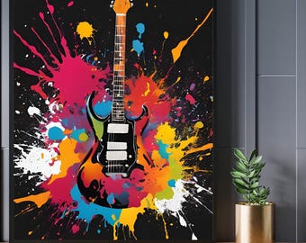 Art music  print Abstract color dream guitar