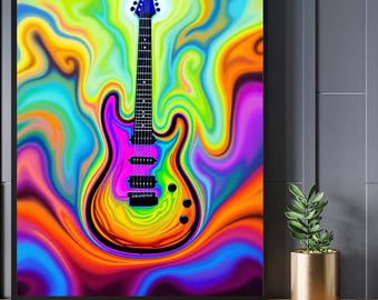 Art music  print Abstract color  psicho guitar