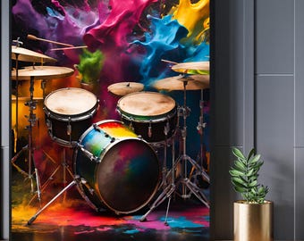 Art print Abstract five sexonds drums