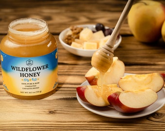 Raw unpasteurized honey 750g (26.5oz): 100% natural honey, real honey, wildflower honey, pure honey, wild honey, natural sweetener, miele