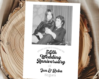 Editable Anniversary Invitation Template: Retro Photo Party Invite (Digital)