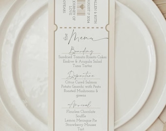 Boarding Pass Anniversary Menu Set: Editable Travel Theme (Digital Download)