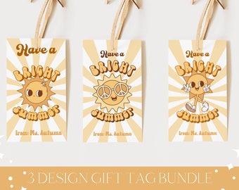 Paquete de etiquetas de regalo "Verano Brillante": Diseños de Sol Geniales (Descarga digital)