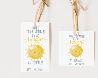 Etiqueta de regalo para gafas de sol de verano: Fin de curso (descarga digital)