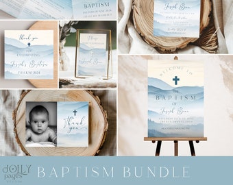 Blue Landscape Baptism Template Bundle (Digital Download)