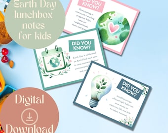 Earth Day Lunchbox Notes for Kids: Science & Conservation Facts (Digital Download)