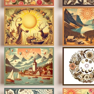 Cartes postales imprimables du solstice d'été | Lot de 18 cartes postales | Activité imprimable | Cartes Litha DIY | Activité du solstice | Art du solstice d'été