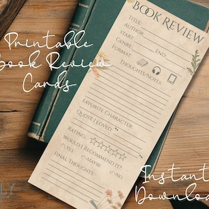 Afdrukbare boekrecensiekaart | Esthetische dagboekbijlagen | Lezersboektracker | Boekenclubnotities | Direct downloaden | Vintage geperste bloemen