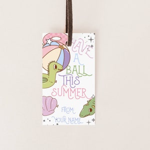 Editable Summer Gift Tag: Beach Ball, End of School (Digital Download)