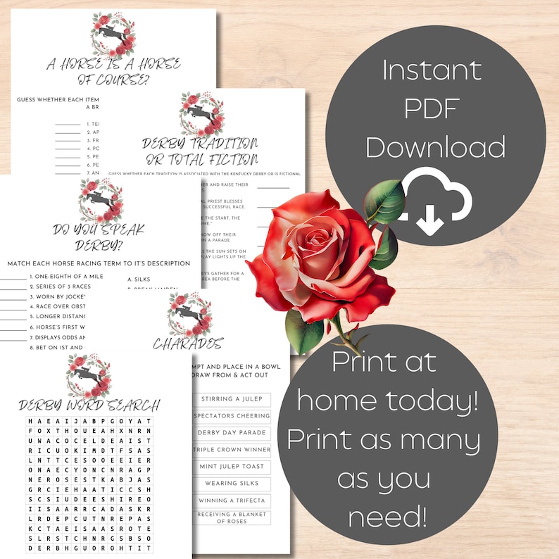 Kentucky Derby Party Printable Games Bundle | 10 Fun Games | Instant ...
