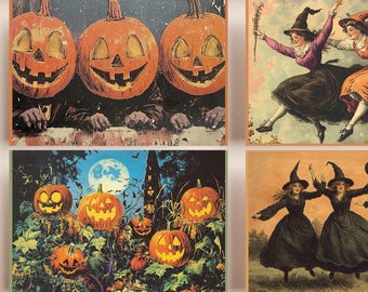 Vintage Halloween Printable Postcards: Retro Ephemera (Digital Download)