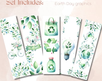 Earth Day Printable Bookmarks | Printable Book mark | Set of 12 | Instant Download PDF| Earth Day Activity | Gift Idea | Bookmarks for Kids