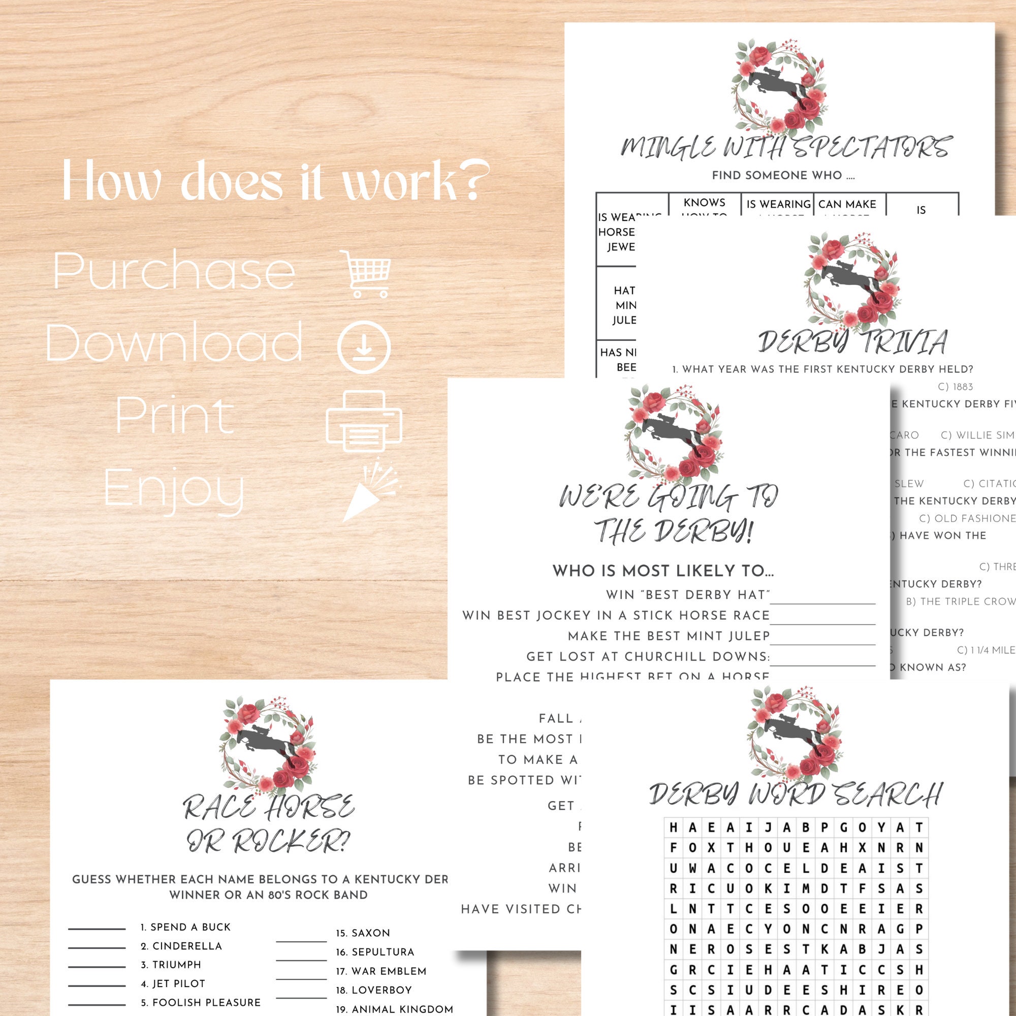 Kentucky Derby Party Printable Games Bundle | 10 Fun Games | Instant ...