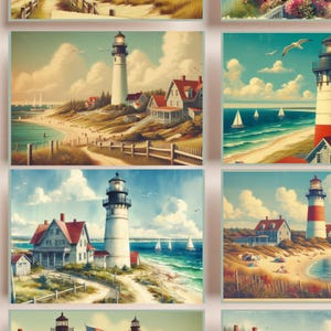 Cartoline stampabili estive costiere / Set di 16 cartoline / Download digitale istantaneo / Cartoline da spiaggia ispirate a Cape Cod / Retro Vintage Vibe