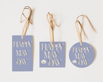 May Day Printable Gift Tags | Square Gift Tags | May Day Basket Tag | Floral Theme | Happy Day Day | Floral Hang Tag