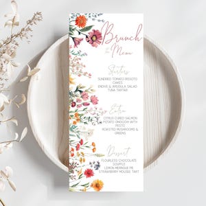 Set di modelli per cena con fiori di campo / Menu, segnaposto e portavivande / Stampabile modificabile / Fiori acquerellati / Fiori eleganti e stravaganti