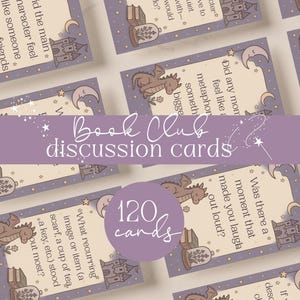 Gezellige Fantasy Book Club-discussiekaarten | Afdrukbare boekenclubprompts | Grillige en inktvriendelijke versies | Vragen over fantasieleesgroepen
