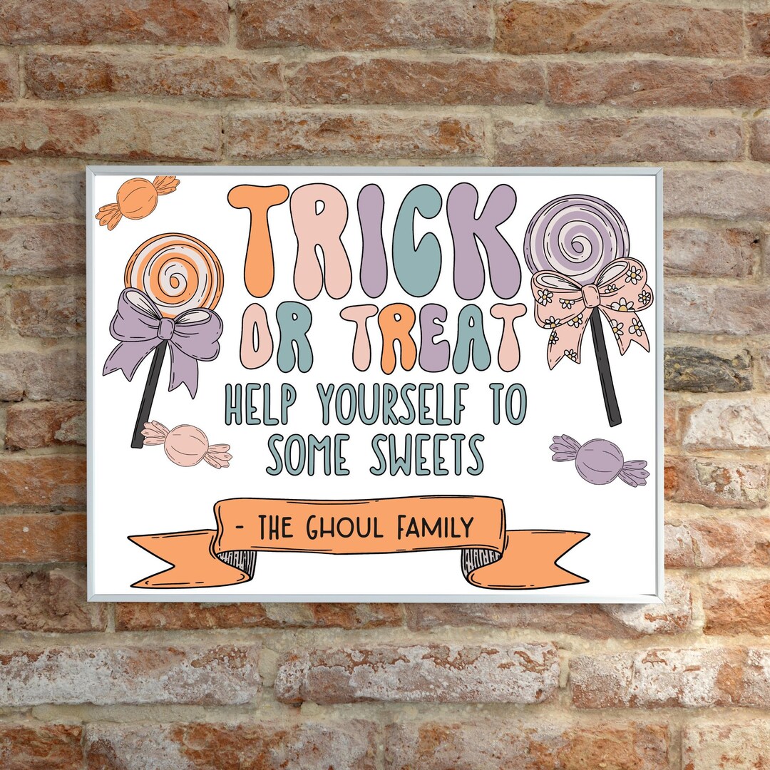 Editable Trick-or-treater Door Sign | Halloween Candy Bowl | Printable ...