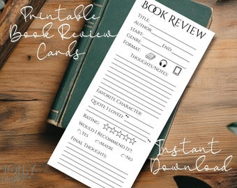 Printable Book Review Card: Minimalist Reader Tracker (Digital Download)