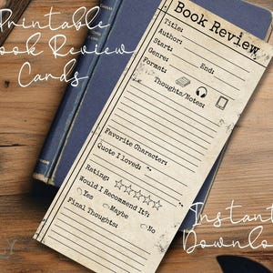 Afdrukbare boekrecensiekaart | Insteekbladen voor esthetiek van de bibliotheek | Lezerstracker | Boekenclubnotities | Direct downloaden | Vintage typemachine
