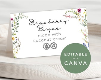 Wildflower Buffet Food Labels | Editable Template | Mother’s Day Brunch Buffet Card | Food Tent | DIY Buffet Tent Card | Bridal Buffet cards