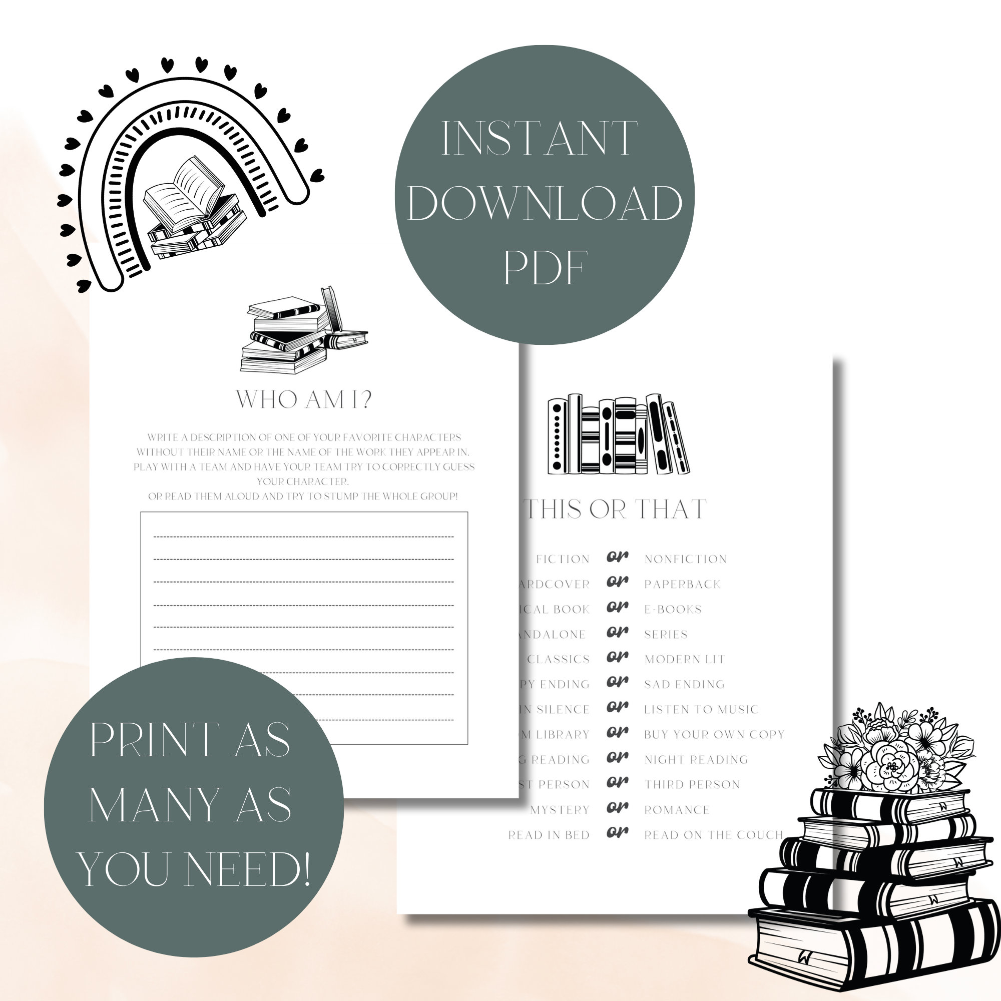 Book Club Games Set of 20 Printable Games Book Club Meeting Ice