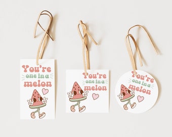 One in a Melon Printable Gift Tag | Teacher Appreciation | Watermelon Party Favor | Pink Red Sticker | Staff Appreciation | Thank You Gift