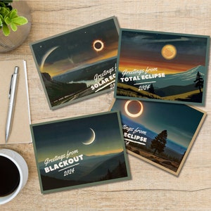Sonnenfinsternis 2024 Postkarten zum Ausdrucken | Sofortiger Download Druckbare Aktivität | DIY Sonnenfinsternis Andenken | Sonnenfinsternis Klassenzimmer Aktivität