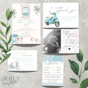 Anniversary Invitation Suite Editable Templates  | With photo | Invite, RSVP, Details, Thank You | 20th, 30th, 40th, 50th Digital Download