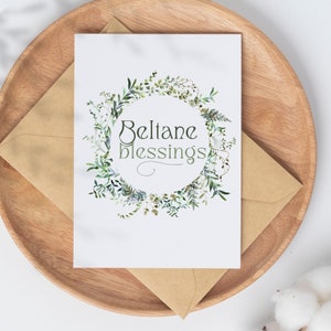 Carte de voeux imprimable Beltane avec version numérique et lot d'étiquettes-cadeaux | Cadeau du 1er mai | Téléchargement instantané | Etiquettes cadeaux imprimables