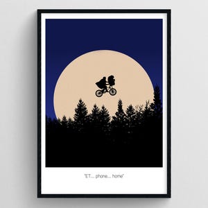 Impresión de la película ET / Póster de la película ET / Póster de arte cinematográfico minimalista / Impresión de pared infantil / Regalo para fanáticos de la película ET