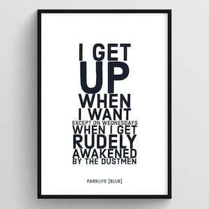 Blur Lyric Print: Parklife Music Poster, Wall Art