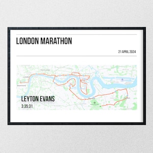 Print London Marathon gepersonaliseerde finishers | cadeau voor hardlopers | eindtijd | print marathonfinishers