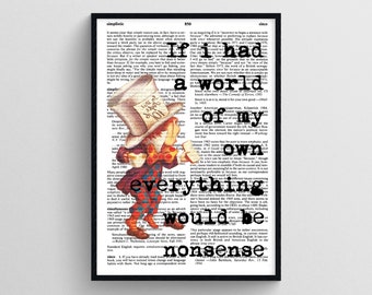 Alice in Wonderland wall print | Alice in Wonderland word art | Minimalist art poster | Classic movie print | Mad Hatter wall print