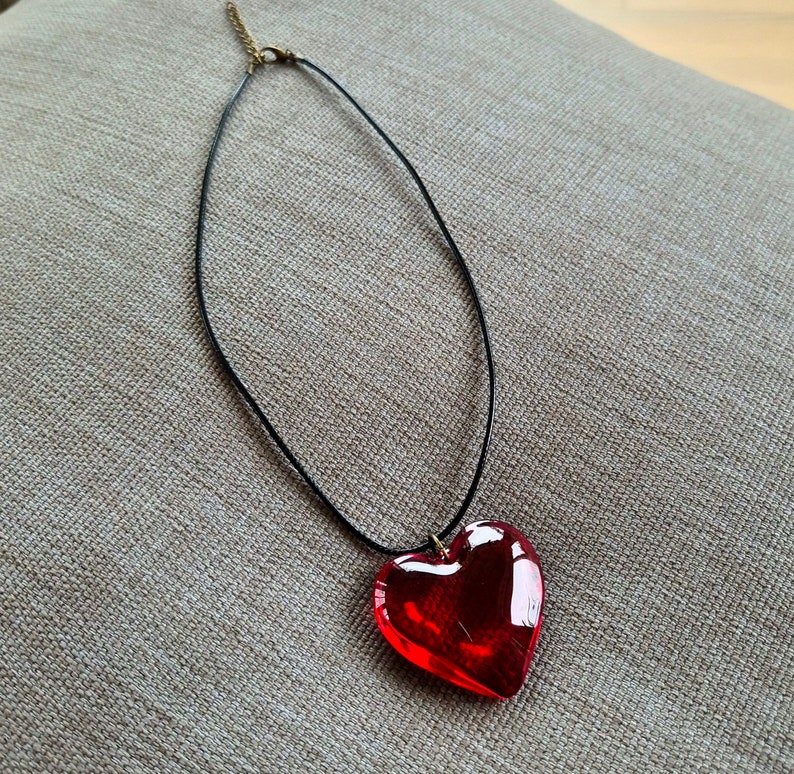 Prachtige hartketting, hartketting, glazen harthanger, cadeaus voor haar, Moederdagcadeaus, hartsieraden afbeelding 2