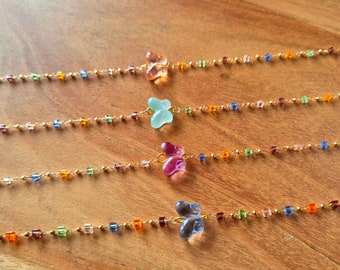 Colorful Beaded Butterfly Anklet, Beaded Anklet, Butterfly Charm Anklet, Gifts for Her, Summer Jewelry, Butterfly Jewelry, Beaded Chain