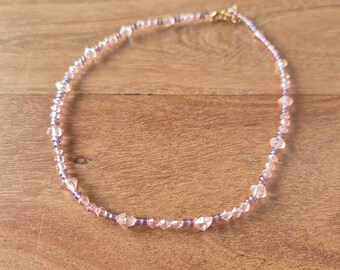 Roze en paarse kralenketting, Moederdagcadeaus, cadeaus voor haar, zomersieraden, kralensieraden