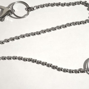 Cadena para billetera de 20" con cuentas de acero inoxidable pulido de alto brillo para hombre