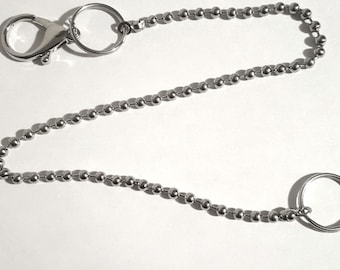 20&quot; Men&#39;s High Polished Stainless Ball Bead Wallet Chain