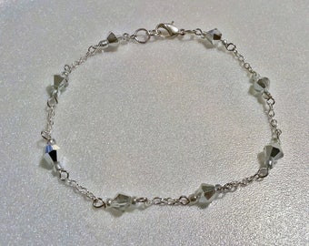 10" Silver Crystal Beaded Chain Anklet