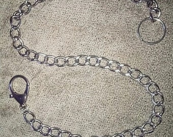 22" Silver Rhodium Heavy-Duty Biker Trucker Cuban Wallet Chain w/ Clasp