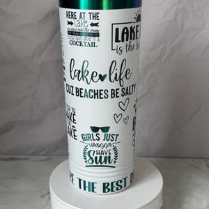 LAKE LIFE 22oz mug- white with rainbow prism base- awesome tumbler for the lake this season!