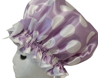 Ladies XL Shower Cap (Extra Long, Dreads or Extra Thick Hair)  - Big Dot Lilac