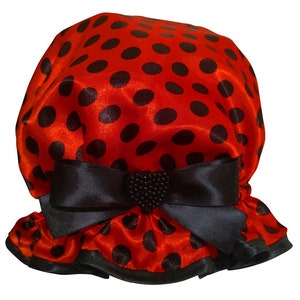 Gorro de ducha con lunares rojos y negros - Diseño de mariquita Love Bug