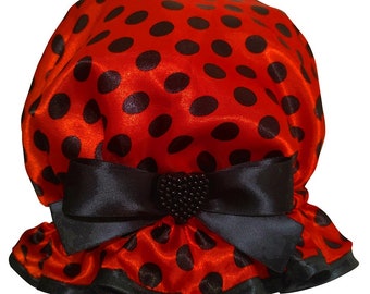 Ladies  Pretty Shower Cap - Love Bug Ladybug Design