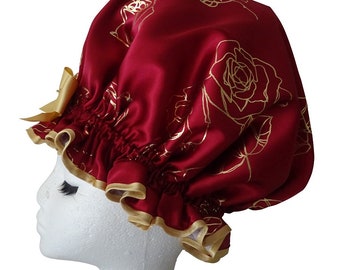 Ladies XL Shower Cap (Extra Long, Dreads or Extra Thick Hair) - BLOOM BURGUNDY
